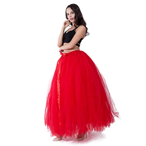 LINNUO Damen Langer Tüllrock Unterrock Petticoat Tüll Mit Bund Maxi Rock Prinzessin Tüll Rock von Linnuo