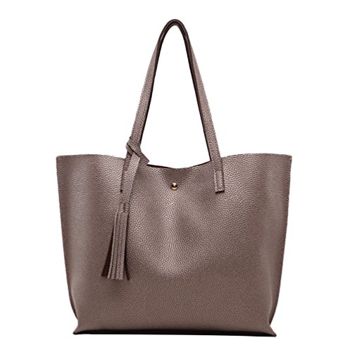 LINNUO Henkeltaschen Damen Tasche Große Schultertaschen Umhängetaschen Shopper Damenhandtaschen mit Quasten (Bronze,36 * 10 * 30cm) von Linnuo