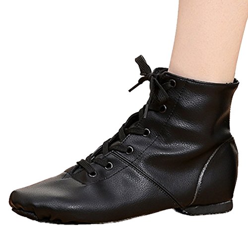 LINNUO Kinder Ballettschläppchen Jazzschuh Mit Schnürsenkel Geteilte Sohle Schlupfschuhe Tanzschuhe Aus Fein Leder Sportschuhe von Linnuo