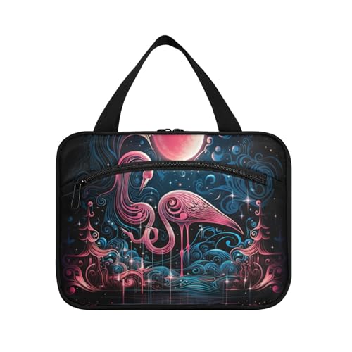 Linnyio Abstrakter Roter Flamingo Hängende Reise-Toilettenartikel-Kosmetik-Make-Up-Tasche,Große Kapazität Faltbare Aufbewahrung Kulturbeutel für Damen Mädchen von Linnyio