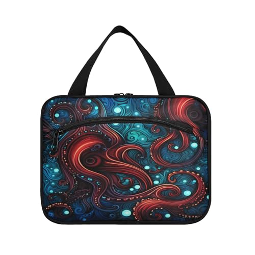 Linnyio Abstraktes Kunstwerk Oktopus Hängende Reise-Toilettenartikel-Kosmetik-Make-Up-Tasche,Große Kapazität Faltbare Aufbewahrung Kulturbeutel für Damen Mädchen von Linnyio