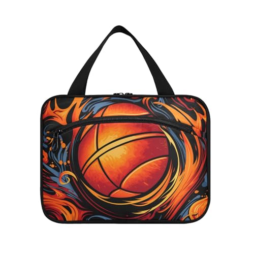 Linnyio Aquarell Basketball Abstrakt Hängende Reise-Toilettenartikel-Kosmetik-Make-Up-Tasche,Große Kapazität Faltbare Aufbewahrung Kulturbeutel für Damen Mädchen von Linnyio