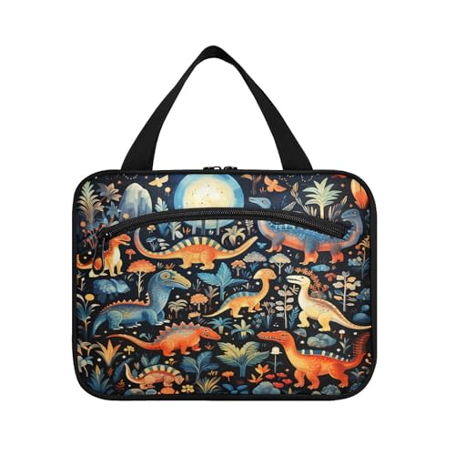 Linnyio Aquarell Dinosaurier Cartoon Hängende Reise-Toilettenartikel-Kosmetik-Make-Up-Tasche,Große Kapazität Faltbare Aufbewahrung Kulturbeutel für Damen Mädchen von Linnyio