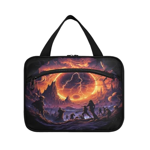 Linnyio Basketball Feuer Mond Hängende Reise-Toilettenartikel-Kosmetik-Make-Up-Tasche,Große Kapazität Faltbare Aufbewahrung Kulturbeutel für Damen Mädchen von Linnyio