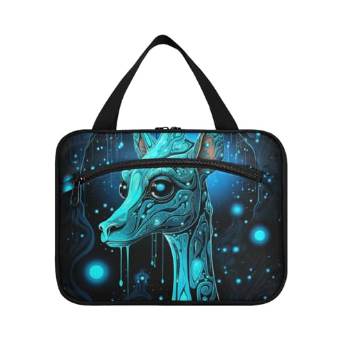 Linnyio Blaue Weltraumgiraffe Hängende Reise-Toilettenartikel-Kosmetik-Make-Up-Tasche,Große Kapazität Faltbare Aufbewahrung Kulturbeutel für Damen Mädchen von Linnyio