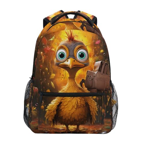 Linnyio Buntstiftkunst Flamingo Mädchen Jungen Schulrucksack - Verstellbare & Bequeme Tragegurte, Geräumig mit Mehreren Taschen für Schule Studententaschen von Linnyio