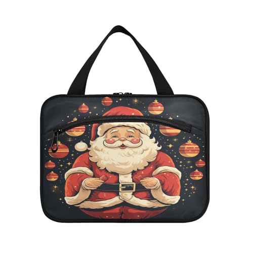 Linnyio Cartoon Kunst Weihnachtsmann Hängende Reise-Toilettenartikel-Kosmetik-Make-Up-Tasche,Große Kapazität Faltbare Aufbewahrung Kulturbeutel für Damen Mädchen von Linnyio