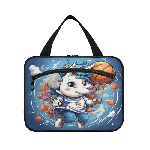 Linnyio Cartoon Lustiges Einhorn Hängende Reise-Toilettenartikel-Kosmetik-Make-Up-Tasche,Große Kapazität Faltbare Aufbewahrung Kulturbeutel für Damen Mädchen von Linnyio