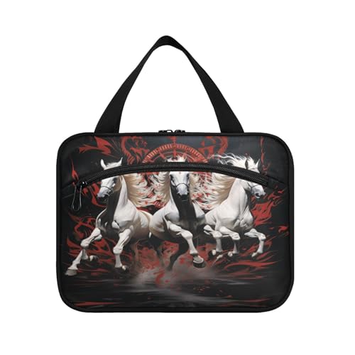 Linnyio Coole Laufende Pferde Hängende Reise-Toilettenartikel-Kosmetik-Make-Up-Tasche,Große Kapazität Faltbare Aufbewahrung Kulturbeutel für Damen Mädchen von Linnyio
