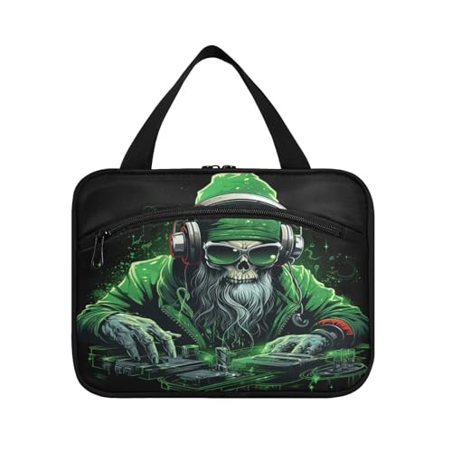 Linnyio Cooler Grüner Weihnachts Dj Hängende Reise-Toilettenartikel-Kosmetik-Make-Up-Tasche,Große Kapazität Faltbare Aufbewahrung Kulturbeutel für Damen Mädchen von Linnyio