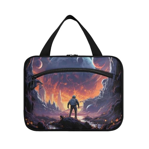 Linnyio Cooler Weltraumastronaut Hängende Reise-Toilettenartikel-Kosmetik-Make-Up-Tasche,Große Kapazität Faltbare Aufbewahrung Kulturbeutel für Damen Mädchen von Linnyio