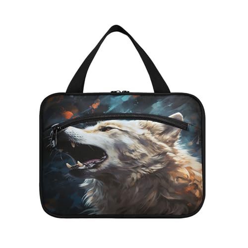 Linnyio Cooler Wolf Heult Hängende Reise-Toilettenartikel-Kosmetik-Make-Up-Tasche,Große Kapazität Faltbare Aufbewahrung Kulturbeutel für Damen Mädchen von Linnyio
