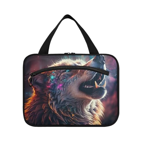 Linnyio Cooler Wolf Heult Hängende Reise-Toilettenartikel-Kosmetik-Make-Up-Tasche,Große Kapazität Faltbare Aufbewahrung Kulturbeutel für Damen Mädchen von Linnyio