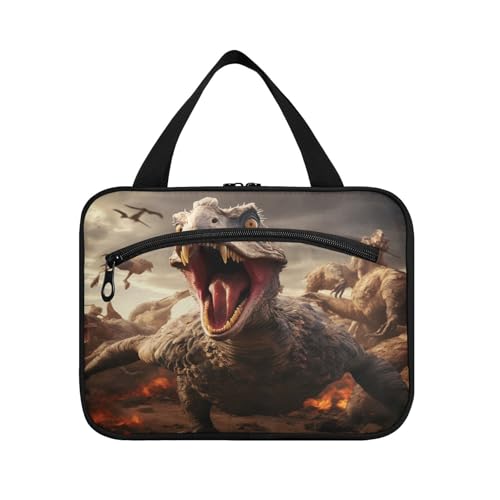 Linnyio Cooles Aquarell Tier Dinosaurier Hängende Reise-Toilettenartikel-Kosmetik-Make-Up-Tasche,Große Kapazität Faltbare Aufbewahrung Kulturbeutel für Damen Mädchen von Linnyio