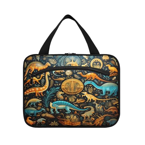 Linnyio Dinosaurier Cartoon Kunst Hängende Reise-Toilettenartikel-Kosmetik-Make-Up-Tasche,Große Kapazität Faltbare Aufbewahrung Kulturbeutel für Damen Mädchen von Linnyio