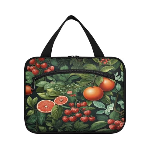 Linnyio Fruchtmuster Rote Cranberry Hängende Reise-Toilettenartikel-Kosmetik-Make-Up-Tasche,Große Kapazität Faltbare Aufbewahrung Kulturbeutel für Damen Mädchen von Linnyio