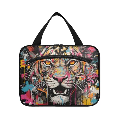 Linnyio Gekritzel Cartoon Süßes Schnabeltier Hängende Reise-Toilettenartikel-Kosmetik-Make-Up-Tasche,Große Kapazität Faltbare Aufbewahrung Kulturbeutel für Damen Mädchen von Linnyio