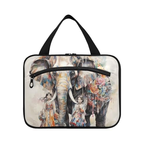 Linnyio Gelbes Aquarell Blumenmuster Hängende Reise-Toilettenartikel-Kosmetik-Make-Up-Tasche,Große Kapazität Faltbare Aufbewahrung Kulturbeutel für Damen Mädchen von Linnyio