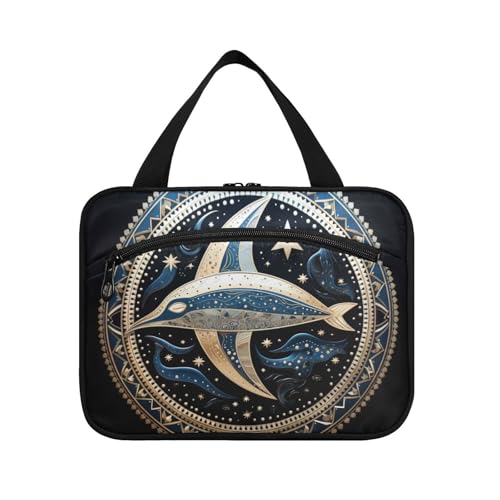 Linnyio Goldene Abstrakte Kuh Hängende Reise-Toilettenartikel-Kosmetik-Make-Up-Tasche,Große Kapazität Faltbare Aufbewahrung Kulturbeutel für Damen Mädchen von Linnyio