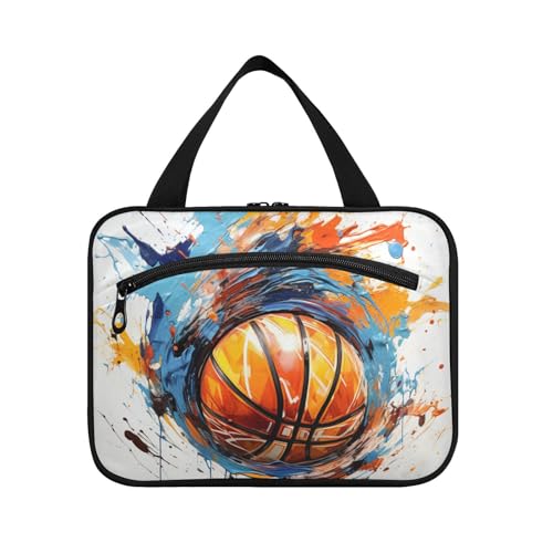 Linnyio Goldenes Blumenmuster Hängende Reise-Toilettenartikel-Kosmetik-Make-Up-Tasche,Große Kapazität Faltbare Aufbewahrung Kulturbeutel für Damen Mädchen von Linnyio