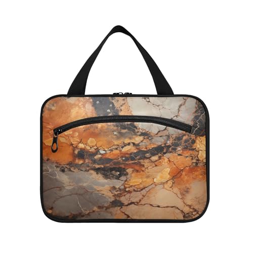 Linnyio Lautumn Braunes Marmormuster Hängende Reise-Toilettenartikel-Kosmetik-Make-Up-Tasche,Große Kapazität Faltbare Aufbewahrung Kulturbeutel für Damen Mädchen von Linnyio