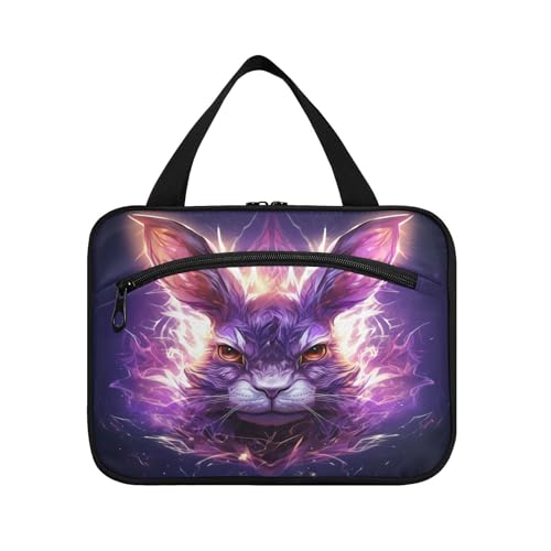 Linnyio Lila Aquarell Kaninchen Hängende Reise-Toilettenartikel-Kosmetik-Make-Up-Tasche,Große Kapazität Faltbare Aufbewahrung Kulturbeutel für Damen Mädchen von Linnyio