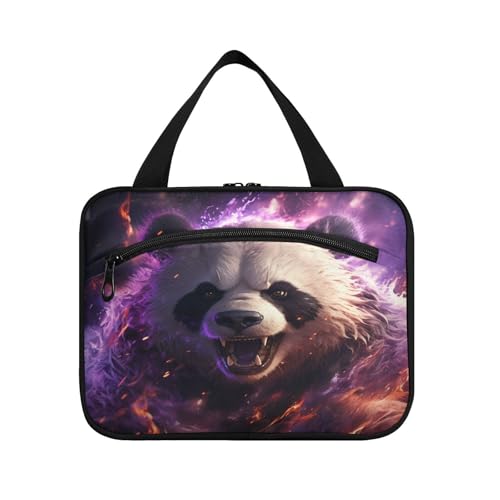 Linnyio Lila Wütender Panda Hängende Reise-Toilettenartikel-Kosmetik-Make-Up-Tasche,Große Kapazität Faltbare Aufbewahrung Kulturbeutel für Damen Mädchen von Linnyio