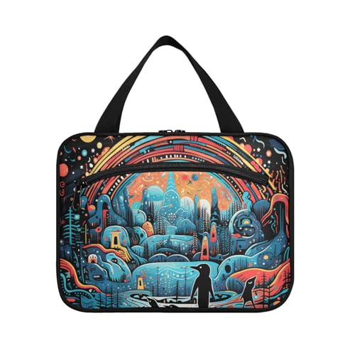 Linnyio Lustige Cartoon Papageien Hängende Reise-Toilettenartikel-Kosmetik-Make-Up-Tasche,Große Kapazität Faltbare Aufbewahrung Kulturbeutel für Damen Mädchen von Linnyio