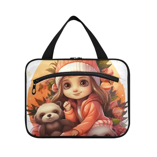 Linnyio Lustiges Weihnachtsfaultier Hängende Reise-Toilettenartikel-Kosmetik-Make-Up-Tasche,Große Kapazität Faltbare Aufbewahrung Kulturbeutel für Damen Mädchen von Linnyio