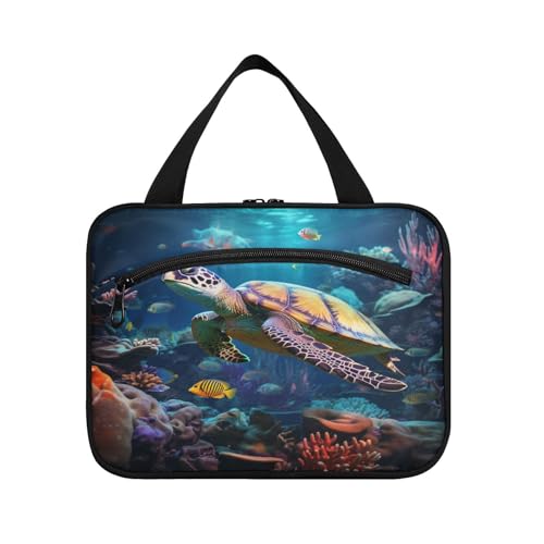 Linnyio Meerestierschildkröten Hängende Reise-Toilettenartikel-Kosmetik-Make-Up-Tasche,Große Kapazität Faltbare Aufbewahrung Kulturbeutel für Damen Mädchen von Linnyio