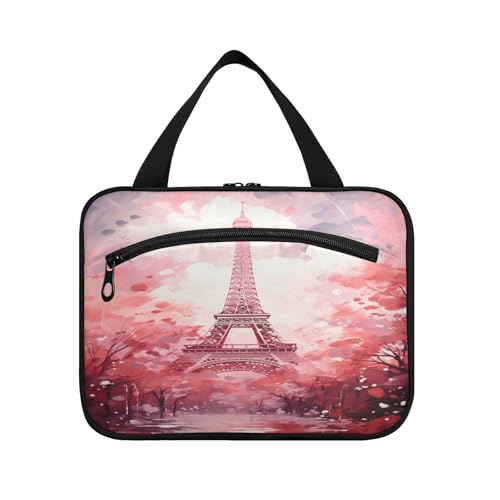 Linnyio Roter Pariser Turm Hängende Reise-Toilettenartikel-Kosmetik-Make-Up-Tasche,Große Kapazität Faltbare Aufbewahrung Kulturbeutel für Damen Mädchen von Linnyio