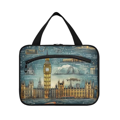 Linnyio Schmetterling Grüne Blätter Hängende Reise-Toilettenartikel-Kosmetik-Make-Up-Tasche,Große Kapazität Faltbare Aufbewahrung Kulturbeutel für Damen Mädchen von Linnyio