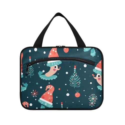 Linnyio Sich Wiederholendes Muster Weißer Schnee Hängende Reise-Toilettenartikel-Kosmetik-Make-Up-Tasche,Große Kapazität Faltbare Aufbewahrung Kulturbeutel für Damen Mädchen von Linnyio