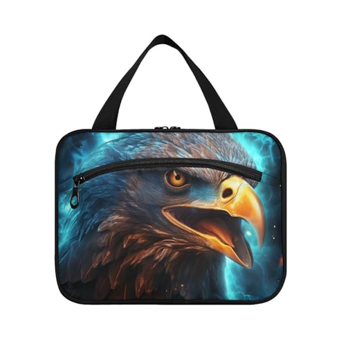 Linnyio Stern Blauer Weißkopfseeadler Hängende Reise-Toilettenartikel-Kosmetik-Make-Up-Tasche,Große Kapazität Faltbare Aufbewahrung Kulturbeutel für Damen Mädchen von Linnyio
