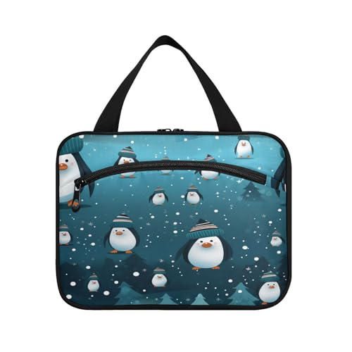 Linnyio Süßer Cartoon Muster Pinguin Hängende Reise-Toilettenartikel-Kosmetik-Make-Up-Tasche,Große Kapazität Faltbare Aufbewahrung Kulturbeutel für Damen Mädchen von Linnyio