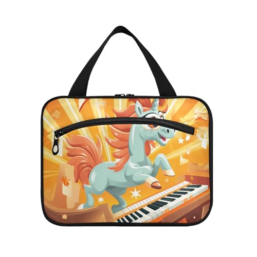 Linnyio Süßes, Fröhliches Einhorn Hängende Reise-Toilettenartikel-Kosmetik-Make-Up-Tasche,Große Kapazität Faltbare Aufbewahrung Kulturbeutel für Damen Mädchen von Linnyio