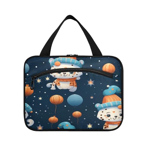 Linnyio Süßes Cartoon Muster Katzen Hängende Reise-Toilettenartikel-Kosmetik-Make-Up-Tasche,Große Kapazität Faltbare Aufbewahrung Kulturbeutel für Damen Mädchen von Linnyio