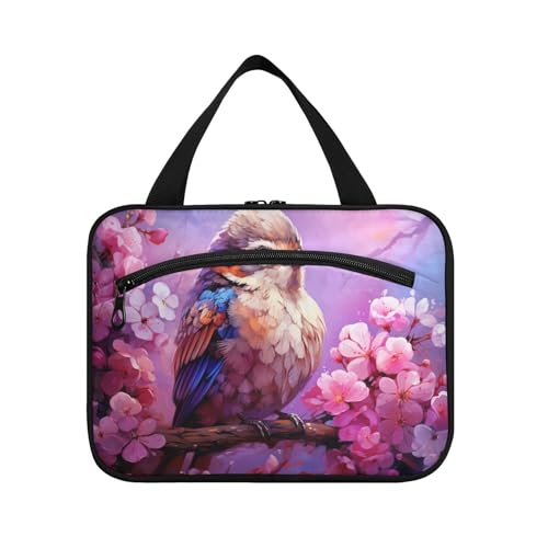 Linnyio Süßes Vogel Blumenmuster Hängende Reise-Toilettenartikel-Kosmetik-Make-Up-Tasche,Große Kapazität Faltbare Aufbewahrung Kulturbeutel für Damen Mädchen von Linnyio