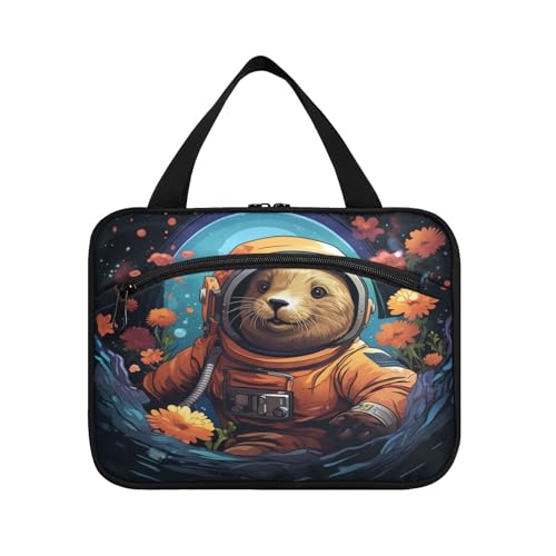 Linnyio Tier Astronaut Faultier Hängende Reise-Toilettenartikel-Kosmetik-Make-Up-Tasche,Große Kapazität Faltbare Aufbewahrung Kulturbeutel für Damen Mädchen von Linnyio