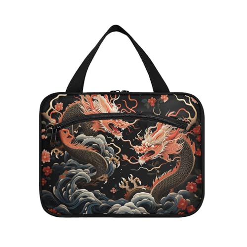 Linnyio Totenkopfmuster Rosenkunst Hängende Reise-Toilettenartikel-Kosmetik-Make-Up-Tasche,Große Kapazität Faltbare Aufbewahrung Kulturbeutel für Damen Mädchen von Linnyio