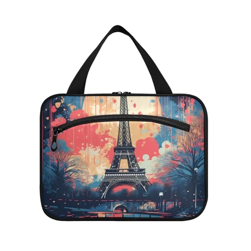 Linnyio Turm Kunst Mondlicht Hängende Reise-Toilettenartikel-Kosmetik-Make-Up-Tasche,Große Kapazität Faltbare Aufbewahrung Kulturbeutel für Damen Mädchen von Linnyio