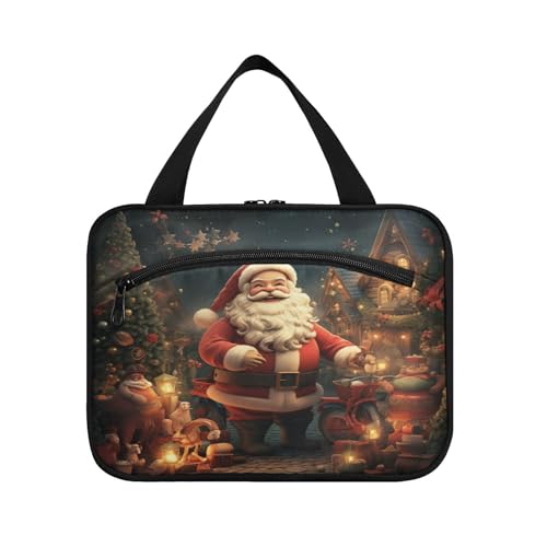 Linnyio Weihnachten Weihnachtsmann Hängende Reise-Toilettenartikel-Kosmetik-Make-Up-Tasche,Große Kapazität Faltbare Aufbewahrung Kulturbeutel für Damen Mädchen von Linnyio