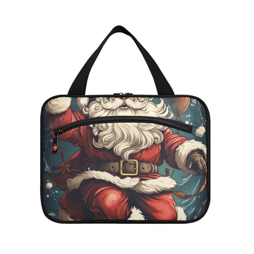 Linnyio Weihnachten Weihnachtsmann Hängende Reise-Toilettenartikel-Kosmetik-Make-Up-Tasche,Große Kapazität Faltbare Aufbewahrung Kulturbeutel für Damen Mädchen von Linnyio