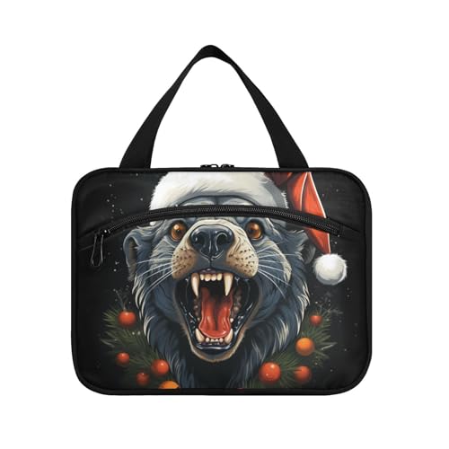 Linnyio Weihnachtsmuster Otterkopf Hängende Reise-Toilettenartikel-Kosmetik-Make-Up-Tasche,Große Kapazität Faltbare Aufbewahrung Kulturbeutel für Damen Mädchen von Linnyio