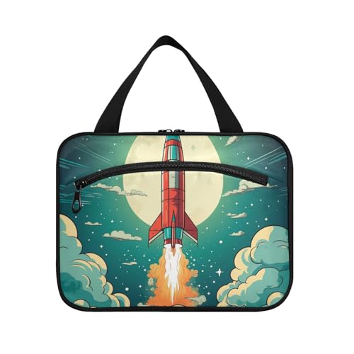 Linnyio Weihnachtsschädel Weihnachtsmann Hängende Reise-Toilettenartikel-Kosmetik-Make-Up-Tasche,Große Kapazität Faltbare Aufbewahrung Kulturbeutel für Damen Mädchen von Linnyio