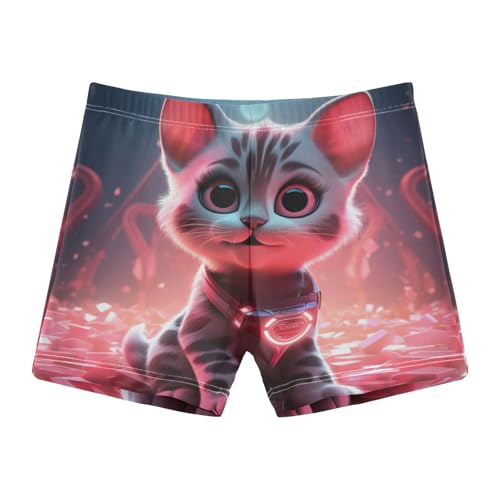 Linnyio Weltraumlicht Katze Jungen-Badehose,Boardshorts,Badebekleidung,Schnell Trocknende Badehose,Kleinkind-Pyjama für Strandkinder von Linnyio