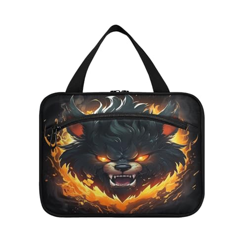 Linnyio Wütender Gefeuerter Tierpanda Hängende Reise-Toilettenartikel-Kosmetik-Make-Up-Tasche,Große Kapazität Faltbare Aufbewahrung Kulturbeutel für Damen Mädchen von Linnyio