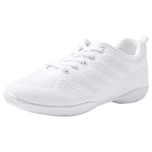 Linodes Cheer Shoes Cheerleading-Schuh für Damen und Mädchen mit atmungsaktivem Obermaterial und Gummisohle, Tanz, multifunktional, Walkingschuhe, Anti-Rutsch, Weiss/opulenter Garten, 38.5 EU von Linodes