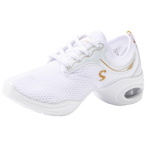 Linodes Damen Atmungsaktives Mesh-Obermaterial Jazz Dance Sneaker mit geteilter Sohle und Luftpolster Tanzen Multifunktionale Walkingschuhe Anti-Rutsch, Weiss/opulenter Garten, 37.5 EU Linodes Damen Atmungsaktives Mesh-Obermaterial Jazz Dance Sneaker mit geteilter Sohle und Luftpolster Tanzen Multifunktionale Walkingschuhe Anti-Rutsch, Weiss/opulenter Garten, 37.5 EU von Linodes