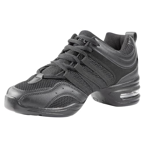 Linodes Damen Jazz Dance Sneaker mit atmungsaktivem Obermaterial, geteilte Sohle und Luftpolster Dance Multifunktionale Walkingschuhe Anti-Rutsch, Schwarz, 38.5 EU von Linodes